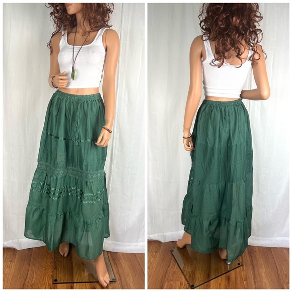 Cottagecore Long Skirt Pine Green - Picture 2 of 8